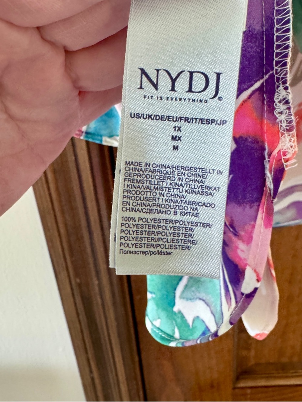 NYDJ Pintuck Floral Blouse with Pink, Coral & Teal Accents - Picture 7 of 13